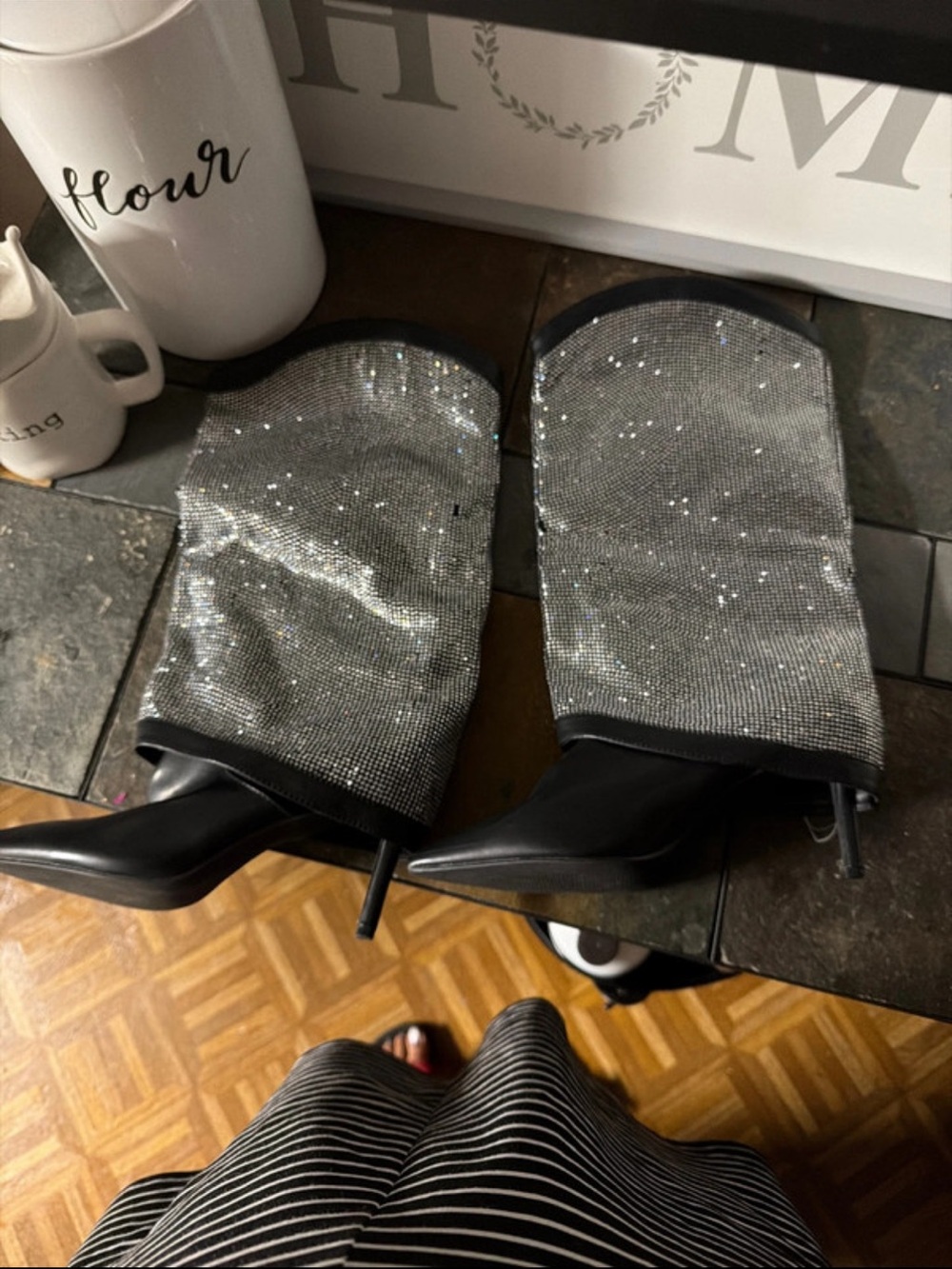 Shoe Dazzle Black Rhinestone Stiletto Booties